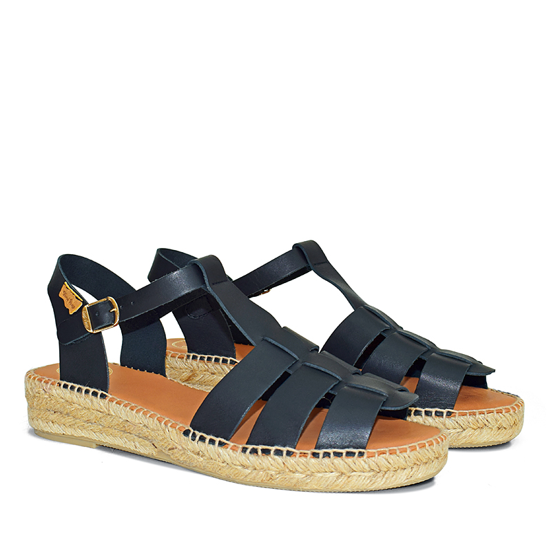 Emma espadrille sandals in black leather