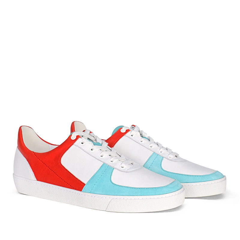Emilia sneakers in white leather with coloured panels