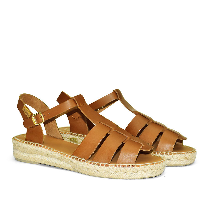 Emma espadrille sandals in tan leather