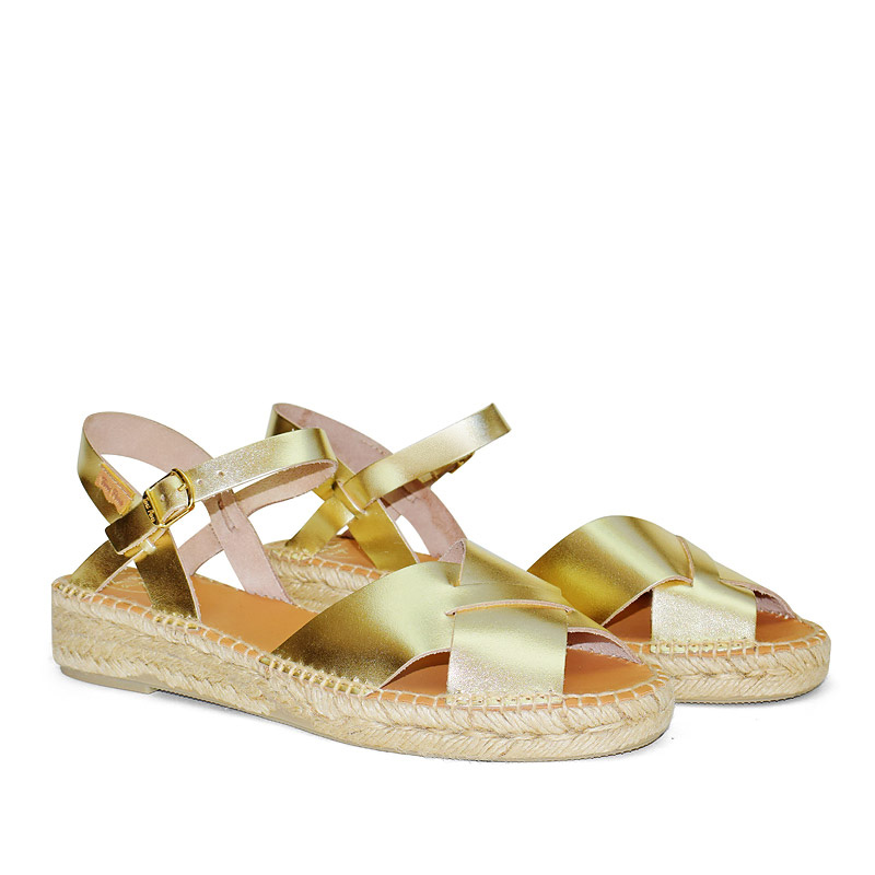 Esther espadrille sandals in gold metallic leather