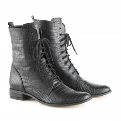 Yaga black leather lace up boots 1